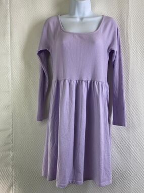 Old Navy  Girl's Lilac Long-Sleeve Ribbed Babydoll Dress Size XL (14-16)